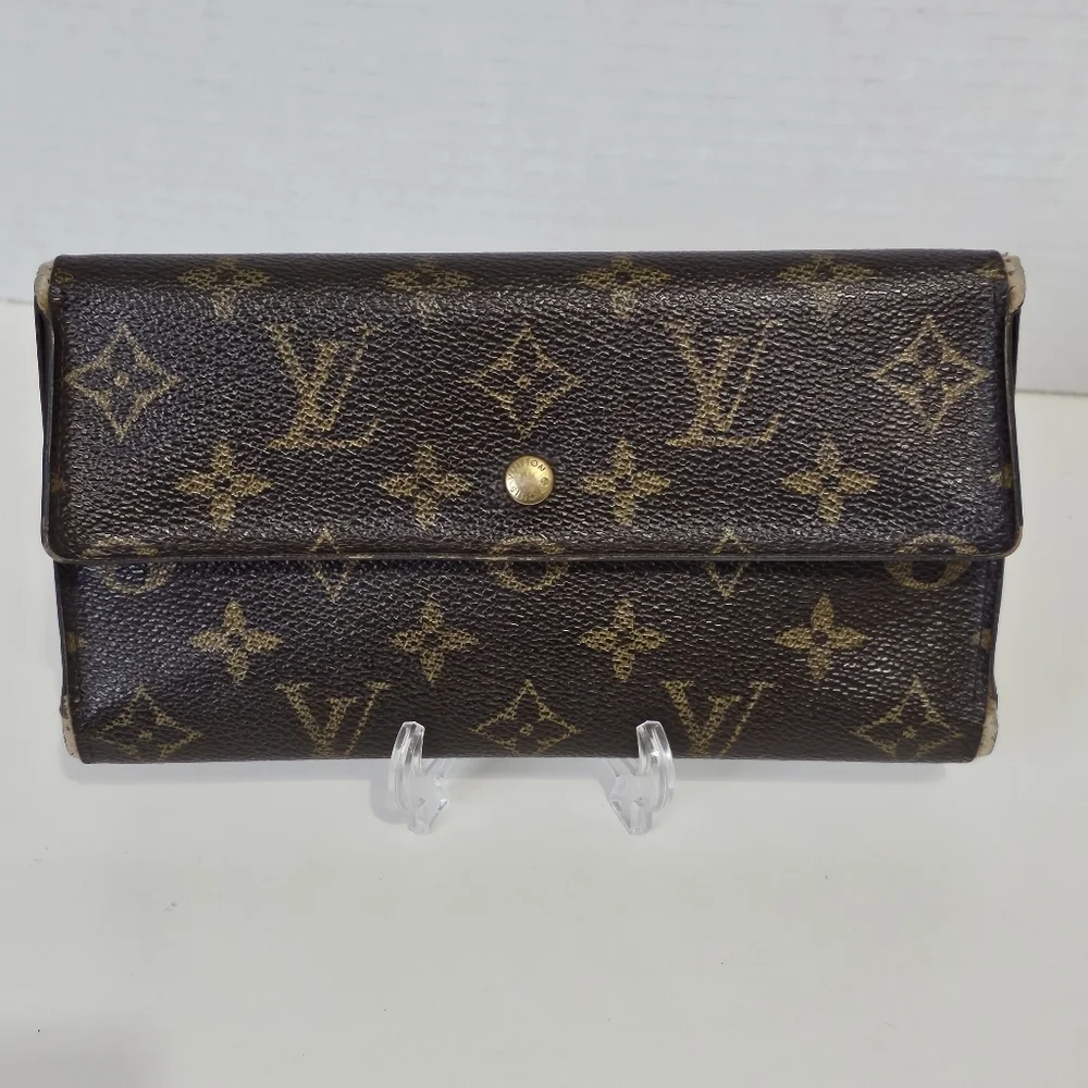 Louise Vuitton Vintage 2001 Brown Monogram Canvas Porte Tresor Long Wallet - Picture 1 of 16